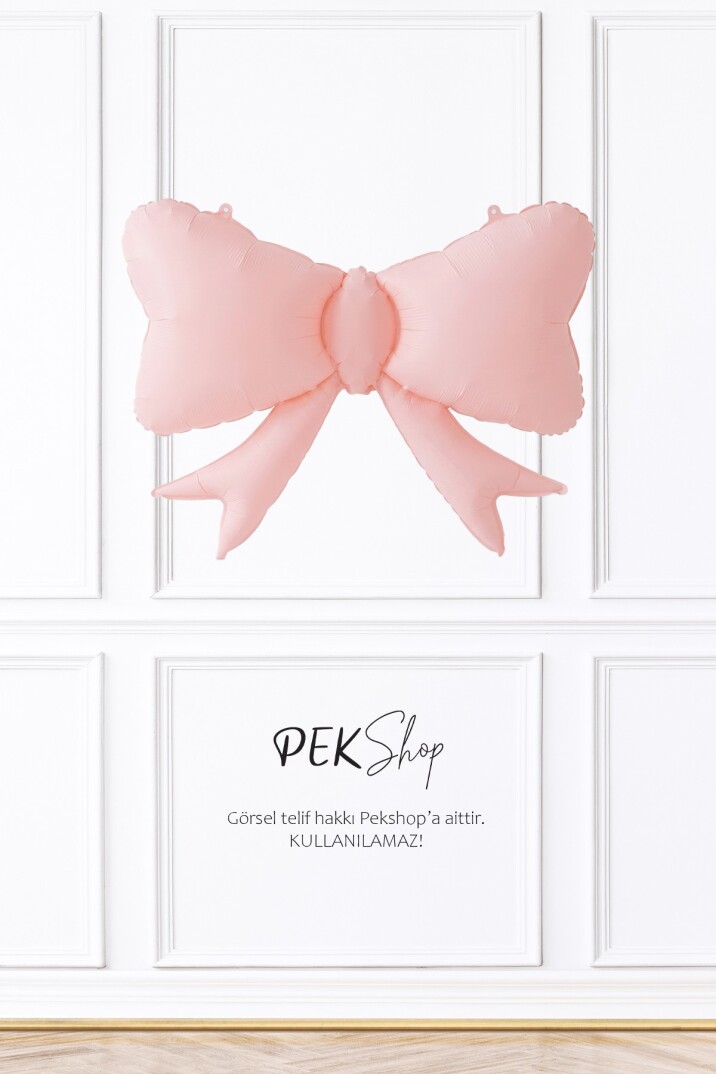 Pastel Pembe Fiyonk Folyo Balon 60x80 Pembe Fiyonk Kurdele Folyo Balon - 1