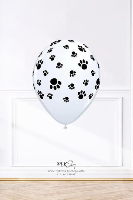Pati Baskılı Balon Kedi Köpek Pati Şekil Baskılı 12inç Lateks Balon 10lu Paket - 1