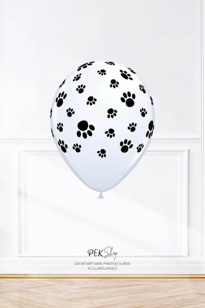 Pati Baskılı Balon Kedi Köpek Pati Şekil Baskılı 12inç Lateks Balon 10lu Paket - 1