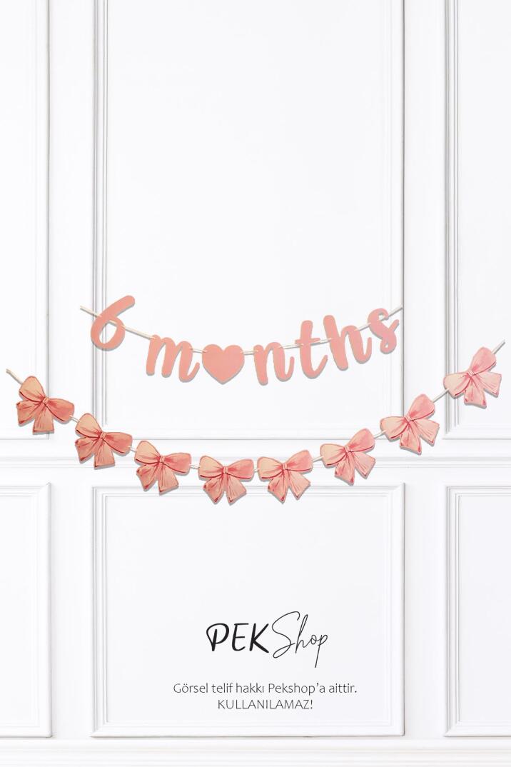 Pembe 6 Months ve Fiyonklar Banner Seti 6 Aylık Yarım Yaş Parti Süsleri Seti - 1