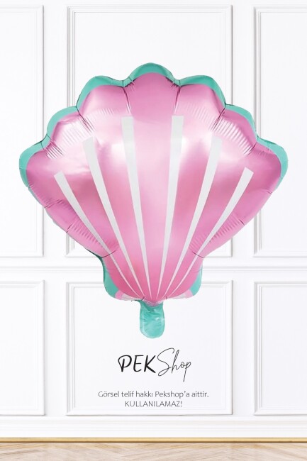 Pembe Deniz Kabuğu Folyo Balon Deniz Kızı Tema Doğum Günü İstiridye Balon - 1