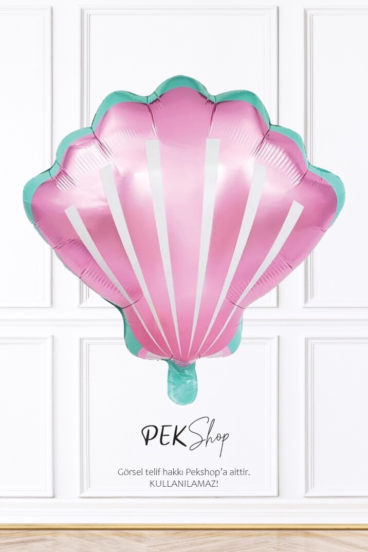 Pembe Deniz Kabuğu Folyo Balon Deniz Kızı Tema Doğum Günü İstiridye Balon - 1