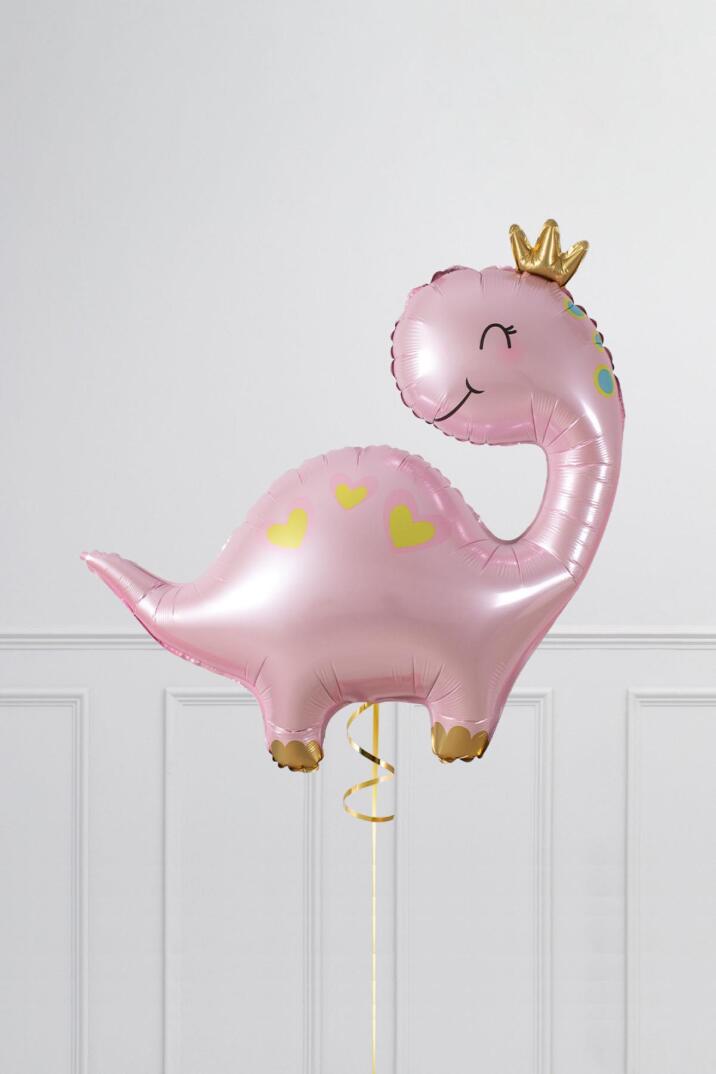 Pembe Dinazor Folyo Balon Sevimli Pembe Dinozor Kız Doğum Günü Balonu - 1
