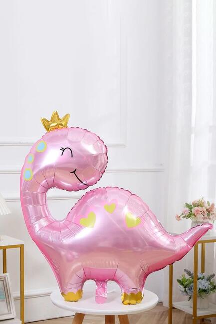 Pembe Dinazor Folyo Balon Sevimli Pembe Dinozor Kız Doğum Günü Balonu - 2