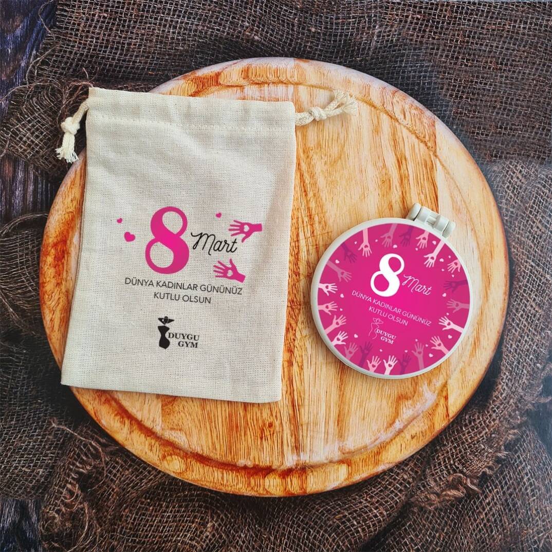 Pembe Eller Hediyelik Ayna Kadınlar Günü Hediyesi Logo Baskılı - 2
