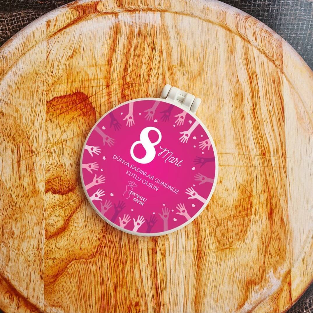 Pembe Eller Hediyelik Ayna Kadınlar Günü Hediyesi Logo Baskılı - 3