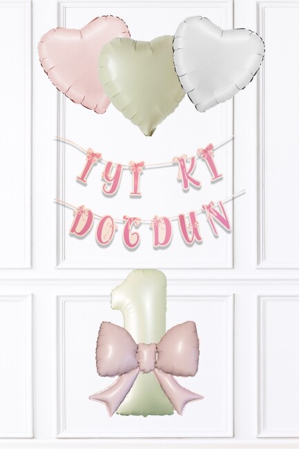 Pembe Fiyonk Konsept Doğum Günü Balon Seti Set223 - 1