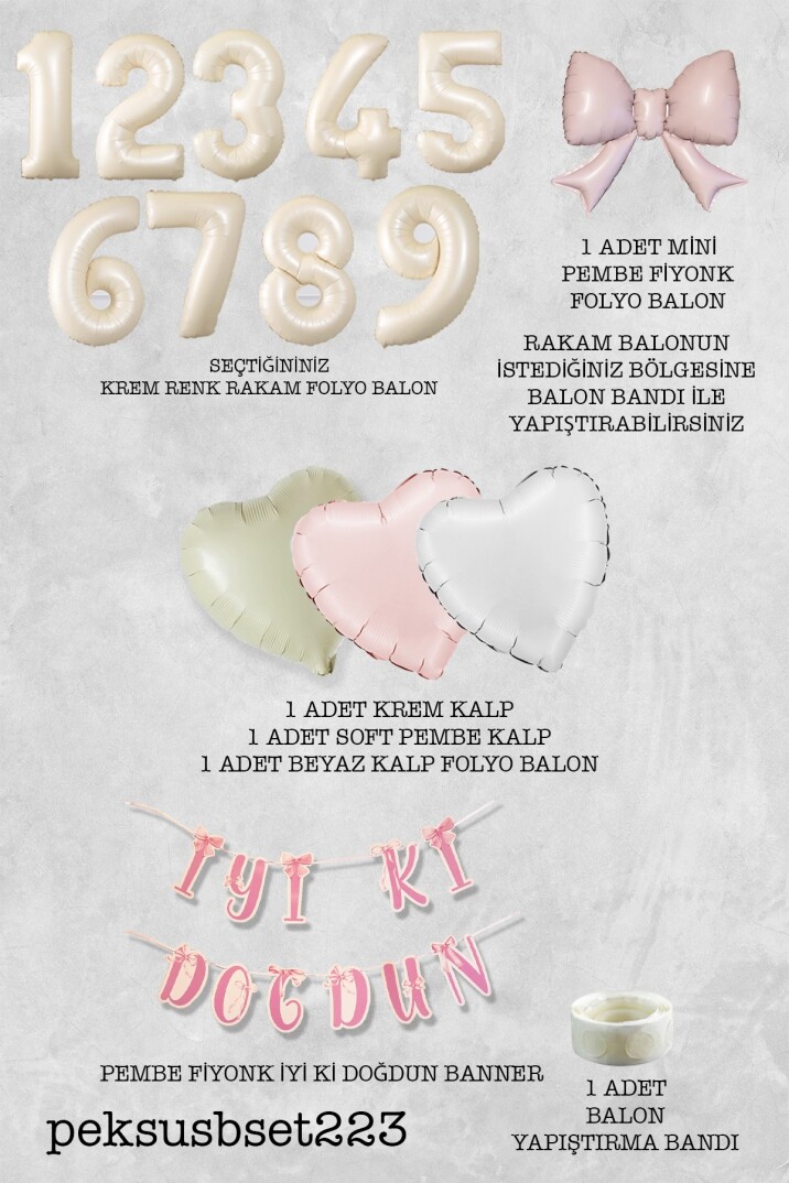 Pembe Fiyonk Konsept Doğum Günü Balon Seti Set223 - 10
