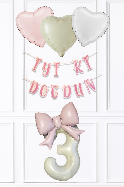 Pembe Fiyonk Konsept Doğum Günü Balon Seti Set223 - 3