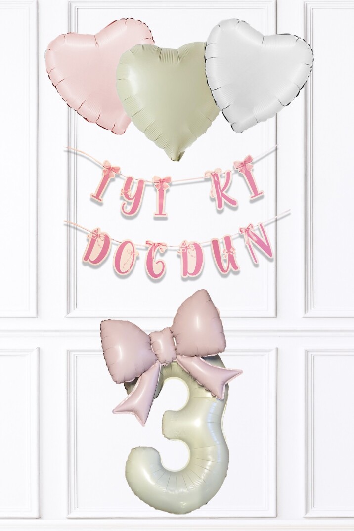 Pembe Fiyonk Konsept Doğum Günü Balon Seti Set223 - 3