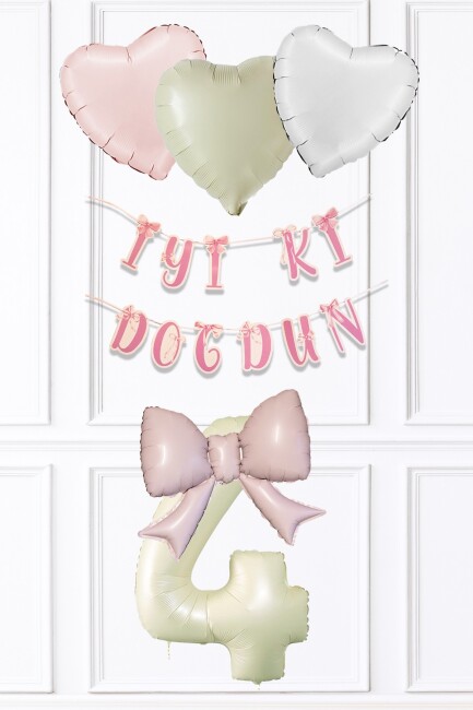 Pembe Fiyonk Konsept Doğum Günü Balon Seti Set223 - 4