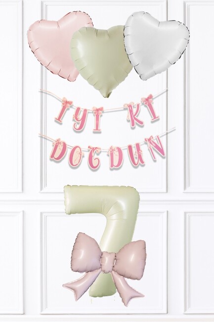 Pembe Fiyonk Konsept Doğum Günü Balon Seti Set223 - 7