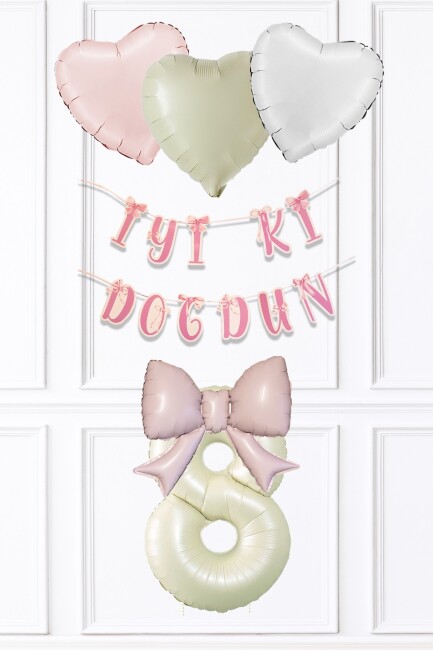 Pembe Fiyonk Konsept Doğum Günü Balon Seti Set223 - 8