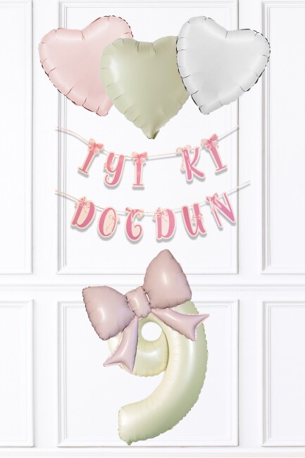 Pembe Fiyonk Konsept Doğum Günü Balon Seti Set223 - 9