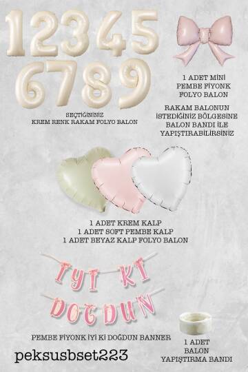 Pembe Fiyonk Konsept Doğum Günü Balon Seti Set223 - 2