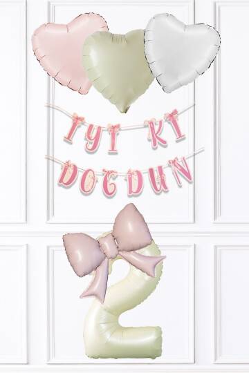 Pembe Fiyonk Konsept Doğum Günü Balon Seti Set223 - 5