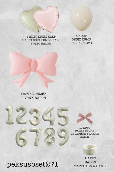 Pembe Fiyonk Kurdele Süslü Yaş Balonlu Fiyonk Tema Doğum Günü Balon Seti - 2
