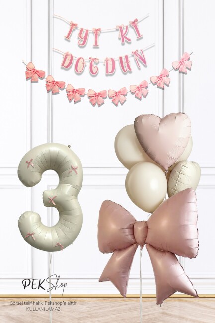 Pembe Fiyonk Lüks Doğum Günü Balon Seti - 6