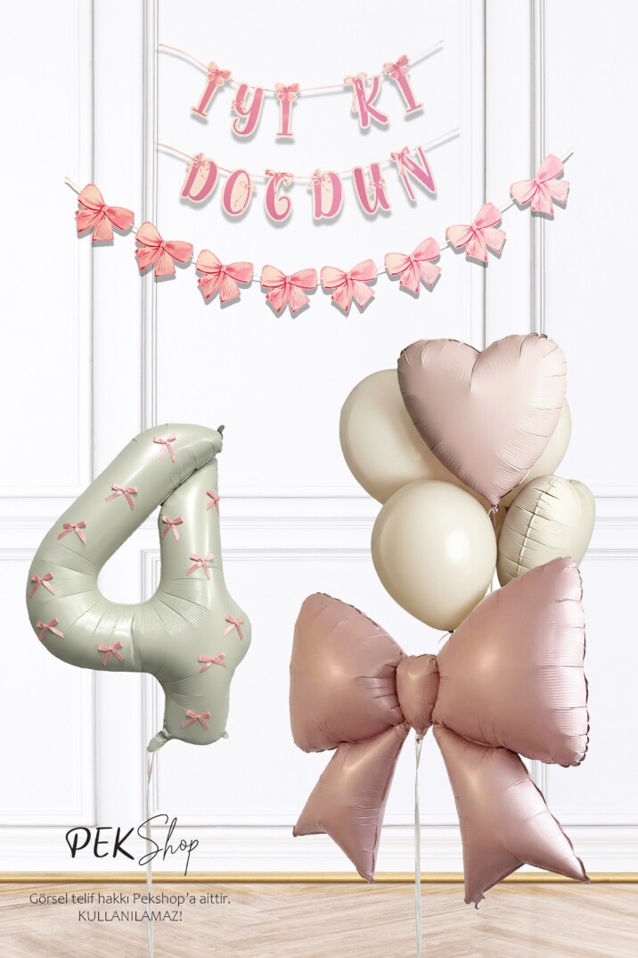 Pembe Fiyonk Lüks Doğum Günü Balon Seti - 7