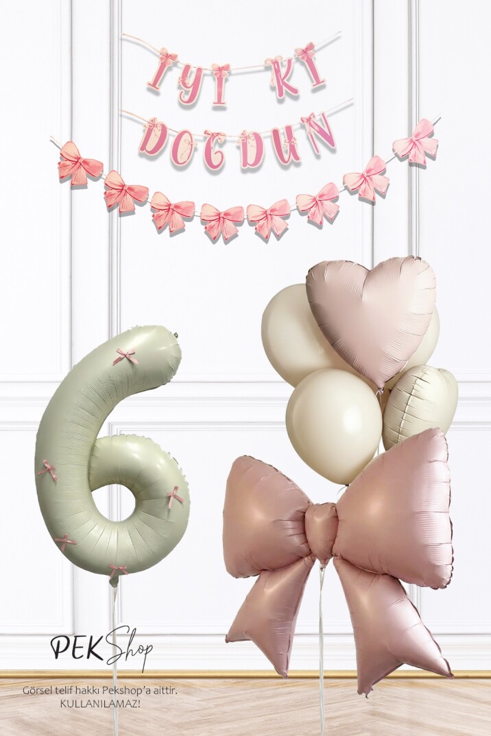 Pembe Fiyonk Lüks Doğum Günü Balon Seti - 9