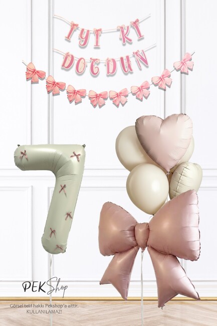 Pembe Fiyonk Lüks Doğum Günü Balon Seti - 10