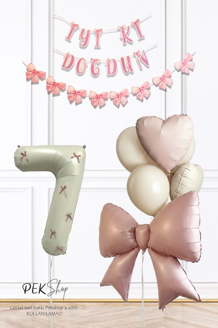 Pembe Fiyonk Lüks Doğum Günü Balon Seti - 10