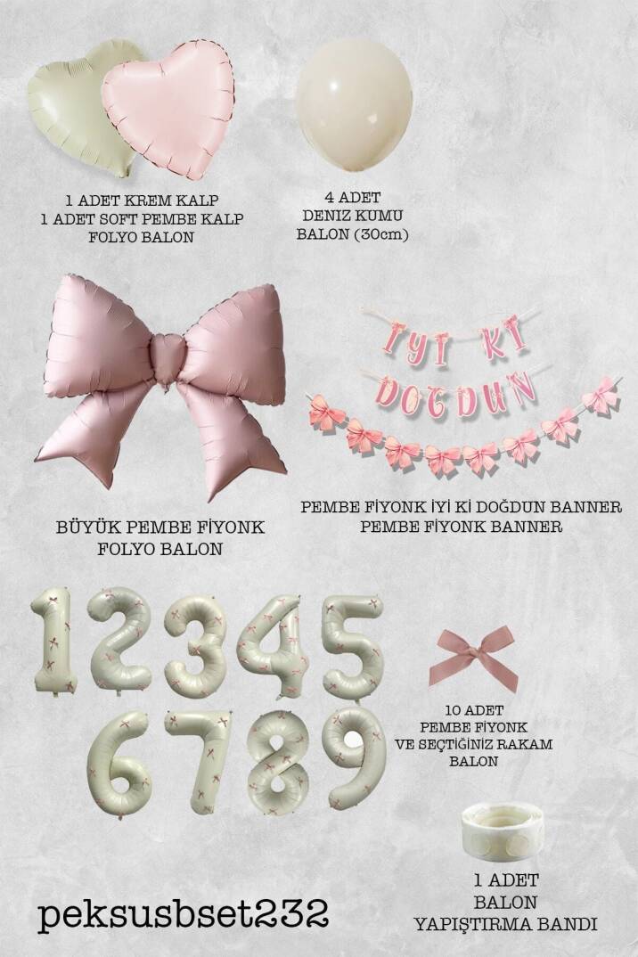 Pembe Fiyonk Lüks Doğum Günü Balon Seti - 2