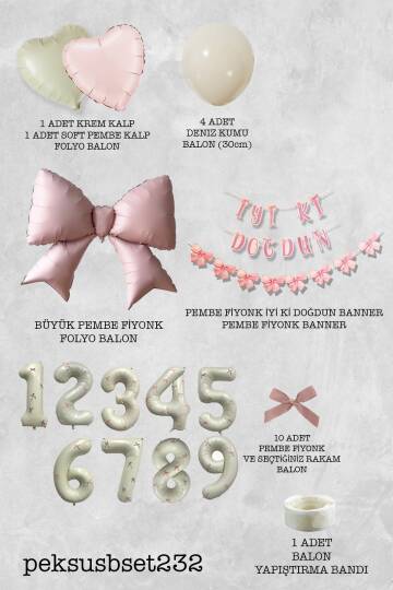 Pembe Fiyonk Lüks Doğum Günü Balon Seti - 6