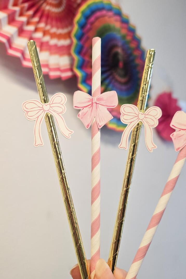 Pembe Fiyonk Pipet Süsleri 10lu Fiyonk Konsept Lüks Pipet Paketi - 2