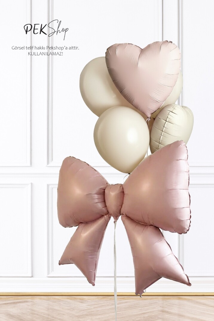 Pembe Fiyonk ve Kalp Folyo Balonlar Deniz Kumu Balon Seti Set229 - 1
