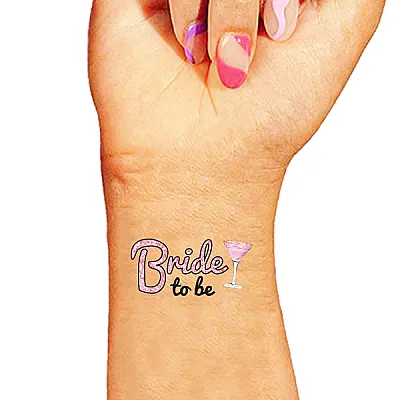 Pembe Glitter Çiçekli Bride Dövme 