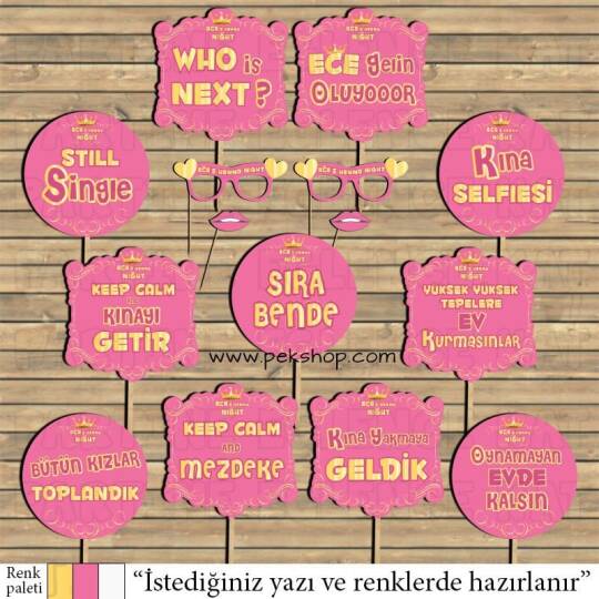 Pembe Gold Kraliçe Konsept Kişiye Özel Konuşma Balonları Seti
