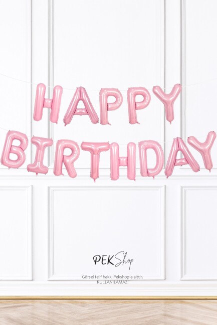 Pembe Happy Birthday Harf Balonlar Doğum Günü Folyo Balon Seti - 1