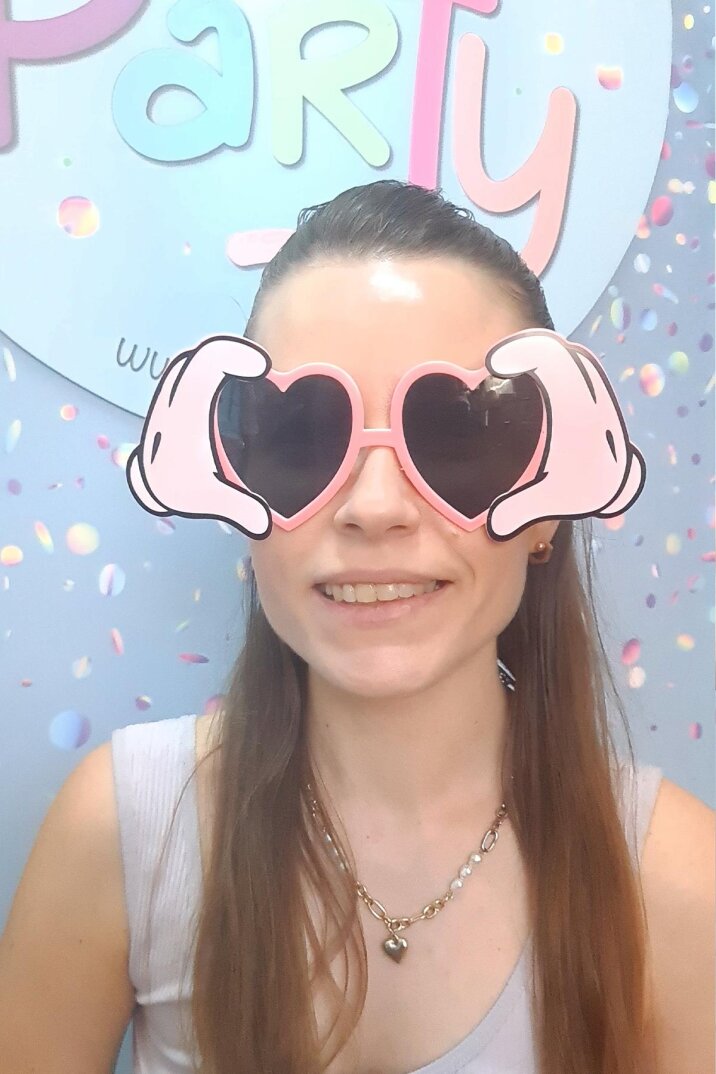 Pembe Kalp Gözlük Eğlenceli Parti Gözlüğü - 1