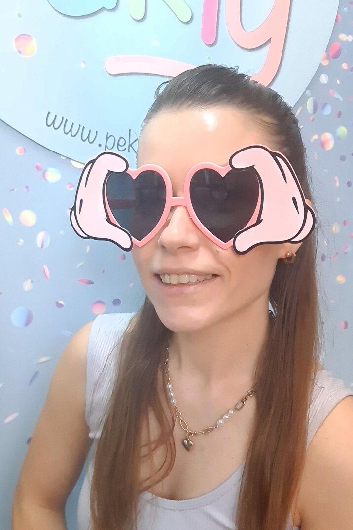 Pembe Kalp Gözlük Eğlenceli Parti Gözlüğü - 2