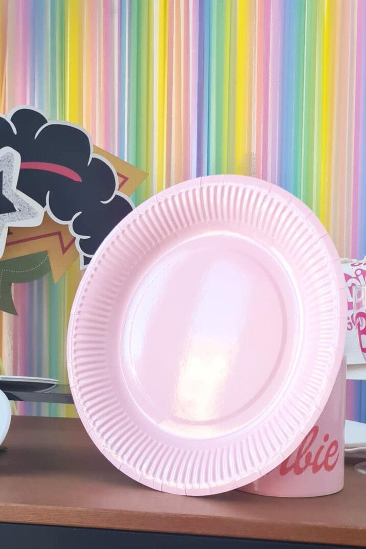 Pembe Karton Tabak Yuvarlak 8 Adetli Paket - 1
