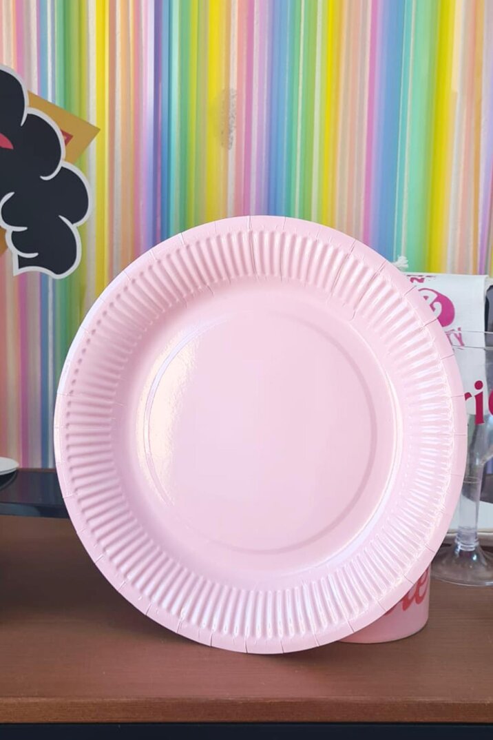 Pembe Karton Tabak Yuvarlak 8 Adetli Paket - 2
