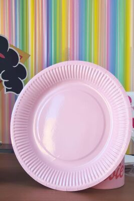 Pembe Karton Tabak Yuvarlak 8 Adetli Paket - 3