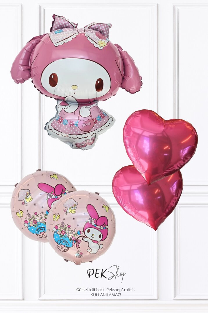 Pembe Kuromi Folyo Balon Seti 5li Kuromi Tema Balonlar - 3