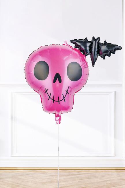 Pembe Kuru Kafa Folyo Balon Yarasa Kuru Kafa Halloween Süsleri Folyo Balon - 3