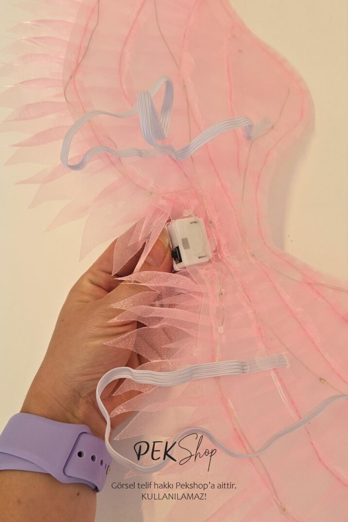 Pembe Melek Kanadı Işıklı Melek Kanatları Giyilebilir - 3