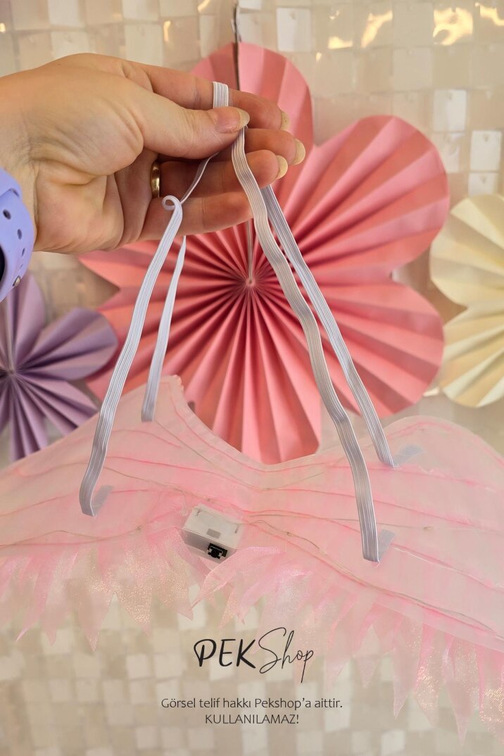 Pembe Melek Kanadı Işıklı Melek Kanatları Giyilebilir - 5