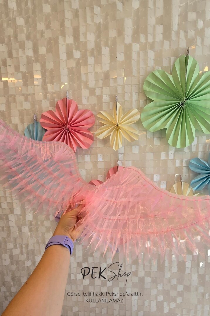 Pembe Melek Kanadı Işıklı Melek Kanatları Giyilebilir - 6