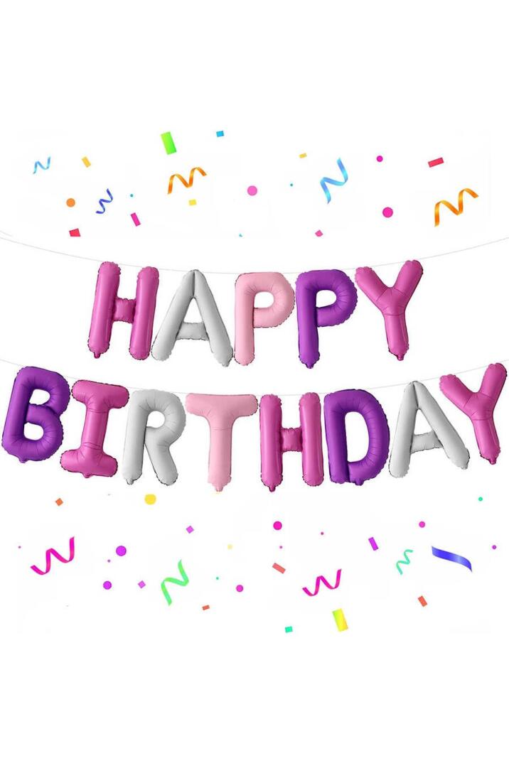 Pembe Mor Happy Birthday Harf Balonlar Doğum Günü Balon Seti - 4