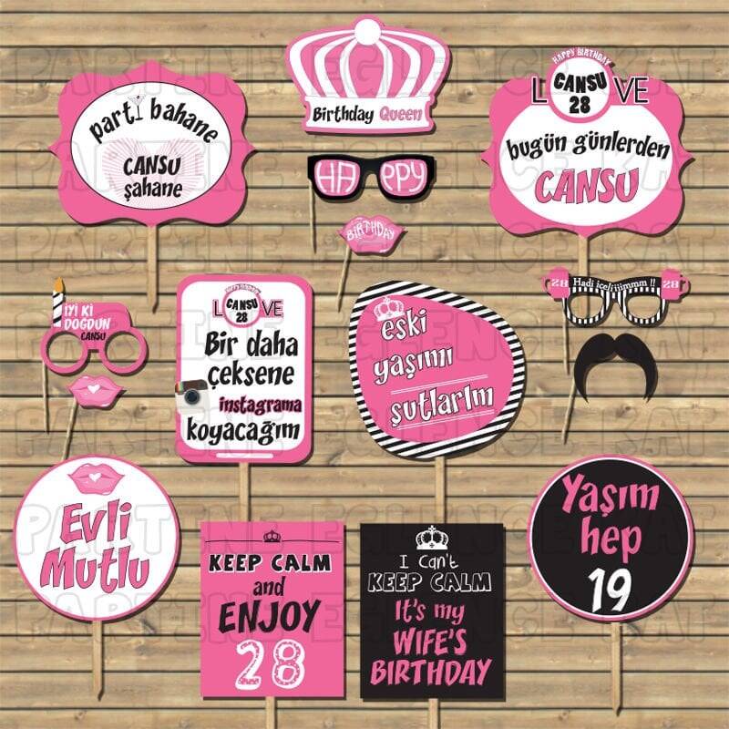 Pembe Queen Konsept Kişiye Özel Konuşma Balonları Seti - 1