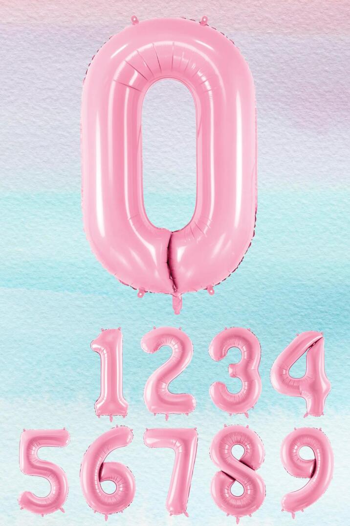 Pembe Rakam Balonlar 75cm Dev Uçan Sayı Balon - 1
