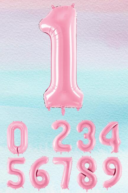 Pembe Rakam Balonlar 75cm Dev Uçan Sayı Balon - 2