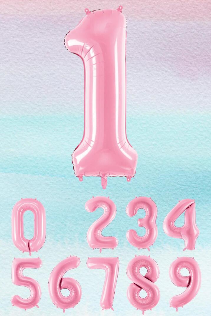 Pembe Rakam Balonlar 75cm Dev Uçan Sayı Balon - 2