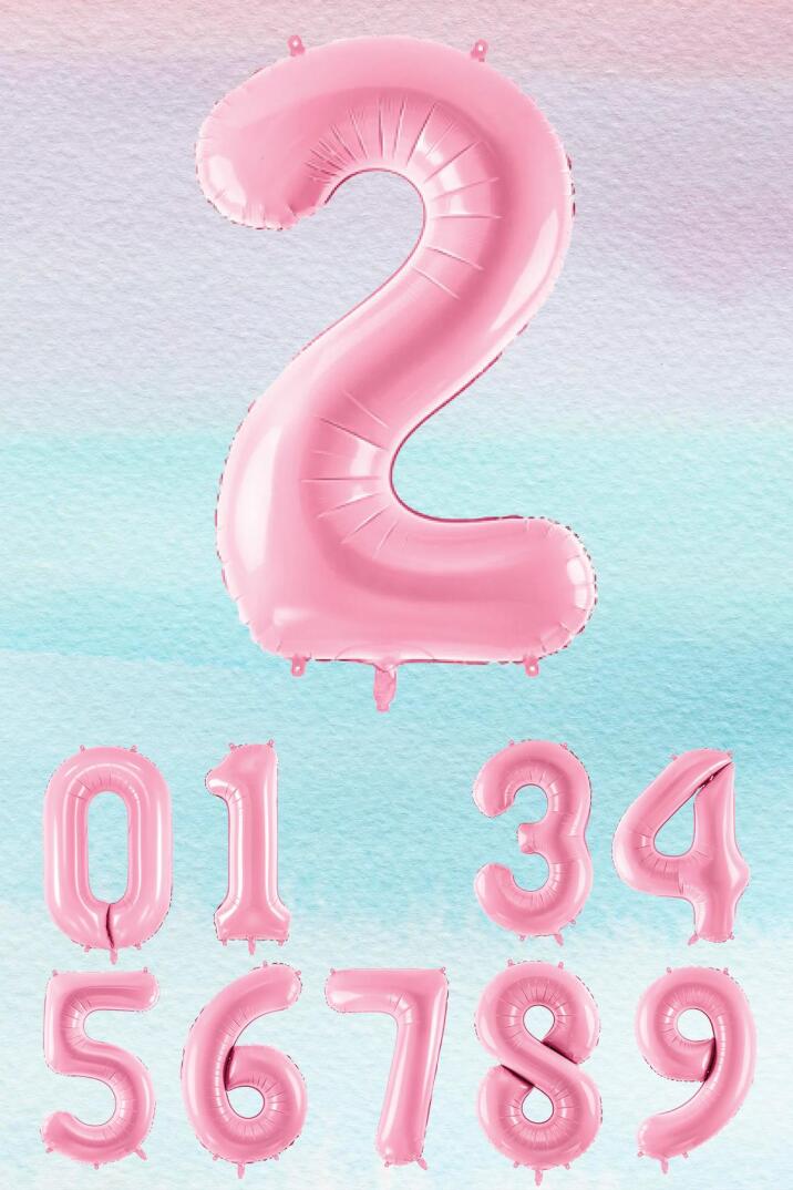 Pembe Rakam Balonlar 75cm Dev Uçan Sayı Balon - 3