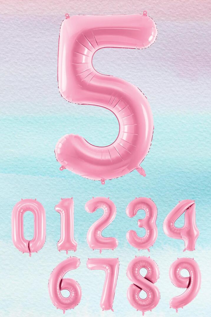 Pembe Rakam Balonlar 75cm Dev Uçan Sayı Balon - 6